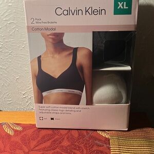 Calvin Klein Black and White Cotton Modal Bralette Set